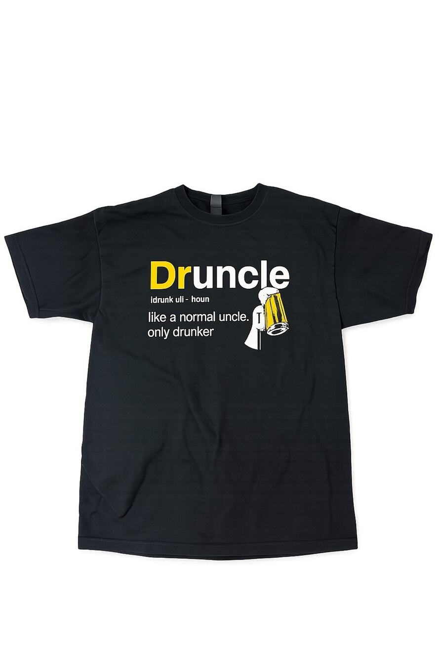 Druncle Funny Beer Uncle Graphic T-Shirt Men’s Large Black Novelty Tee